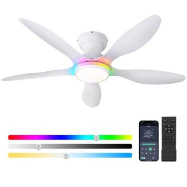 Imagem de Ventilador de teto BayDay 46 polegadas com luz e controle remoto branc