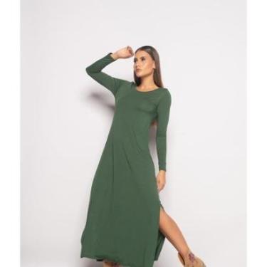 Imagem de Vestido Salvatore Fashion Longo Manga Longa Malha Feminino-Feminino