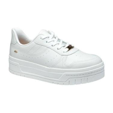 Imagem de Tênis Casual de Couro com Sola Alta Feminino Dakota Branco 38-Feminino