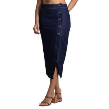 Imagem de Saia Jeans Sawary Midi - 282009 - Azul médio 36-Feminino