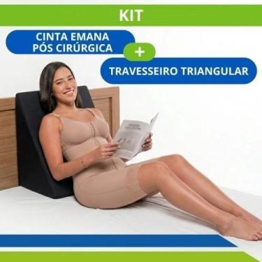 Imagem de Kit Pós Cirúrgico Cinta Emana Macaquinho Encosto Triangular Abdominopl