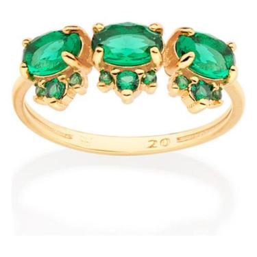 Imagem de Anel Aparador Com Zircônias E Cristais Rommanel 513390, Verde, 26