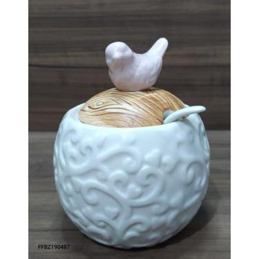 Imagem de Açucareiro com colher ceramica detalhe passaro - INDETERMINADA