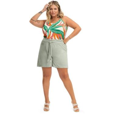 Imagem de Shorts Feminino Plus Linho Secret - Rovitex, Preto, G1