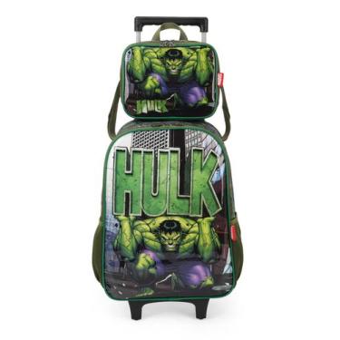 Imagem de Kit mochila e lancheira preta hulk - luxcel - avengers