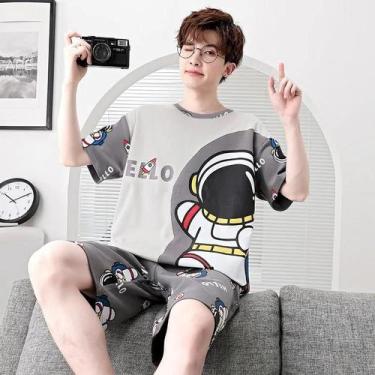 Imagem de Pijama Masculino Listrado Com Estampa De Urso Tamanho Grande, Conjunto