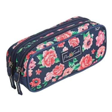 Imagem de Estojo Duplo Paul Frank Floral Escolar Infantil Meninas - Sestini, Azu
