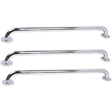 Imagem de Barra de Apoio Alça 80cm Inox Kit 3 Uni Banheiro Varanda Corrimao Esca