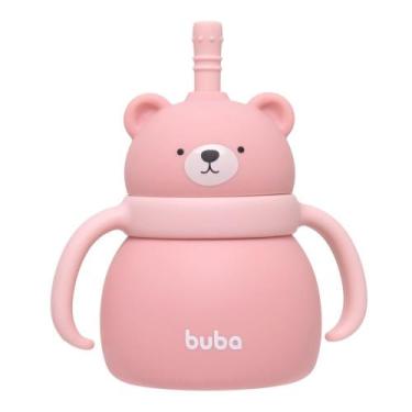 Imagem de Copo de Treinamento Silicone com Canudo Ursinho 200ml Rosa Buba 19690