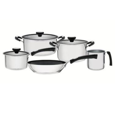 Imagem de Jogo Panelas Tramontina Solar Aço Inox 5 Peças Silicone