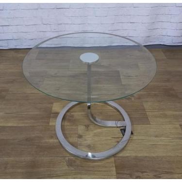 Imagem de Mesa Lateral Baixa Redonda com Pés de Alumínio - Via Decor