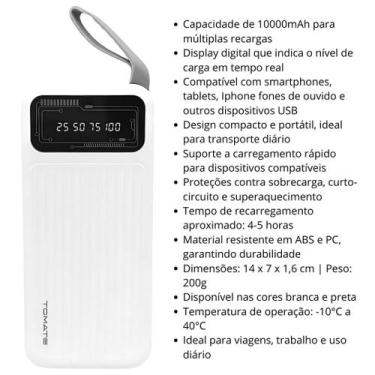 Imagem de Carregador Powerbank Portátil 10.000mAh turbo TK1003 4 conectores e in