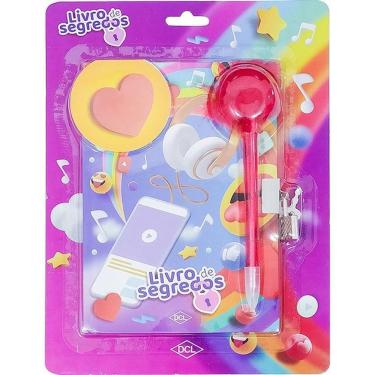 Imagem de Diário Editora DCL Música Livro de Segredos com Cadeado e Caneta com Pompom Rosa