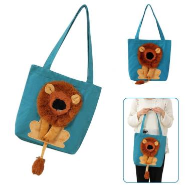 Imagem de Bolsa de Transporte para Pets Braslu BSL3906 Estampa Leão Ventilada Azul Náilon 1 Unidade