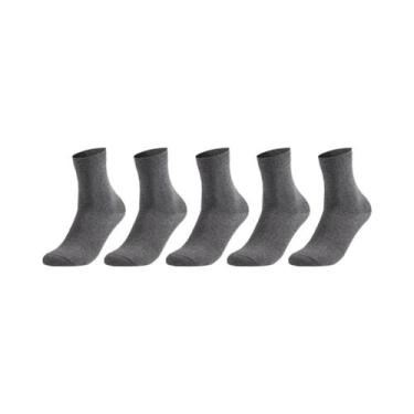 Imagem de Meias Sociais Masculinas plus Size, Pacote Com 5 Pares, Cor Sólida, Al