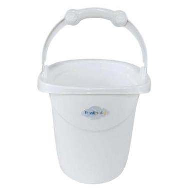 Imagem de Balde de bebe infantil azul rosa branco 11 litros plastibaby, BRANCO
