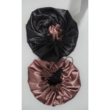 Imagem de Touca de Cetim Dupla Face Anti Frizz Regulável + Xuxinha Scrunchie Tam