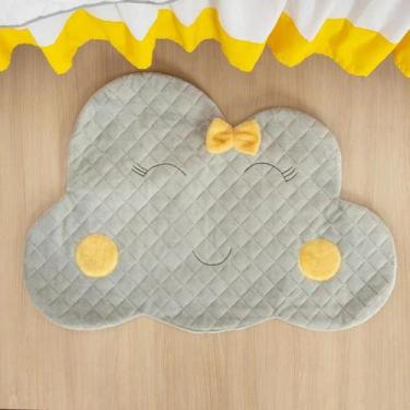 Imagem de Tapete Para Quarto Bebê Nuvem Cinza Com Amarelo - Enxovais Seu Lar