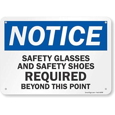 Imagem de SmartSign Placa "Aviso - Safety Glasses And Safety Shoes Required" | 17,78 cm x 25,40 cm de plástico
