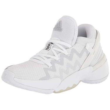 Imagem de adidas Sapato adulto unissex D.o.n. Issue 2 para quadras, Tinta branca/preta/céu, 10.5