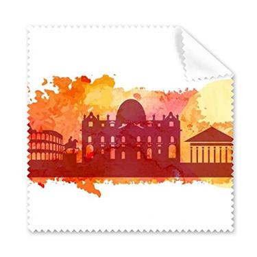 Imagem de Roma Itália Pano de limpeza Aquarela Amarelo Limpador de óculos de tela de telefone 5 peças