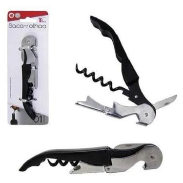 Imagem de Saca Rolha Abridor Garrafa De Vinho Em Inox Com 2 Estágios