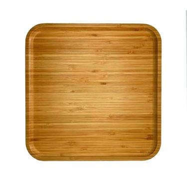 Imagem de Travessa Bandeja Petisqueira Bambu Quadrada Cozinha 30x30cm