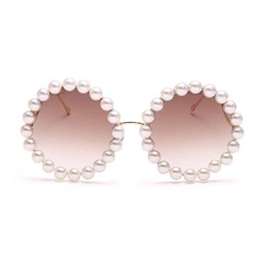 Imagem de Óculos de sol redondos pérola femininos óculos de designer de luxo óculos masculinos femininos masculinos grandes armações sombras óculos vintage uv400,2 modelo de cor, mostrar como fotos