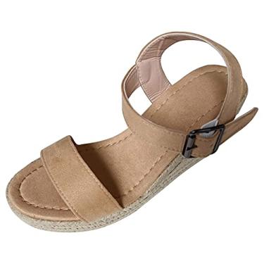 Imagem de Sandálias femininas elegantes para verão, moda feminina peep toe plataformas plataformas sandálias sapatos sandálias, Z09 - Marrom, 8