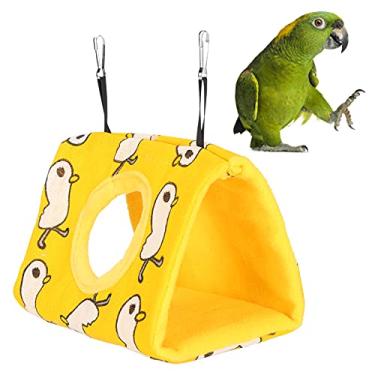 Imagem de Pokerty9 Caverna suspensa, barraca de cama confortável para animais de estimação quente para se esconder para brincar para pequenos animais de estimação (M, pato + fundo amarelo)