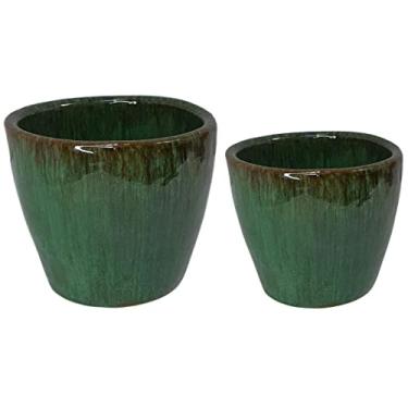 Imagem de Kit 2 Vasos Cachepot De Cerâmica 6 Cores Para Decoração Cor: Verde