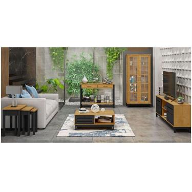 Imagem de Conj. Cristaleira Mesa Centro Aparador Rack E Mesas Carvalho