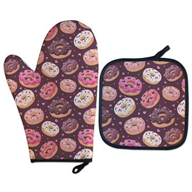 Imagem de Kit Luva Térmica Donuts Cozinha Divertida cor:Roxo