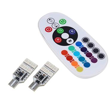 Imagem de Lâmpada LED de 16 cores, 2 LEDs RGB T10 168 194 2825 W5W Mapa interior cúpula 16 cores lâmpadas de mudança de luzes + controle remoto