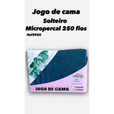Imagem de Jogo De Cama Solteiro Micropercal 250 Fios Cor Azul - Privilegio