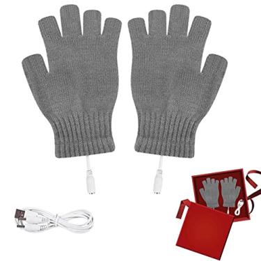 Imagem de Luvas sem dedos aquecidas,aquecimento recarregáveis USB | Aquecedores elétricos mão para clima frio, meias luvas portáteis sem dedos para andar texto em
