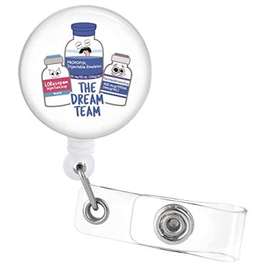 Imagem de Carretéis de crachá Dream Team retráteis com clipe jacaré bonito engraçado farmacêutico crachá de identificação para farmácia psich enfermeira ER ICU farmacêutica tecnologia CPhT