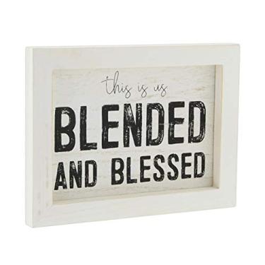 Imagem de The Bridge Collection Placa de madeira branca "This is Us Blended and Blessed"