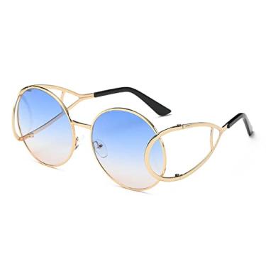 Imagem de Óculos de sol estilo pessoal designer Lunette De Soleil Femme De Sol Lentes De Sol Mujer Cool Eyewear, C06 Gold Blue Pink, Packing B