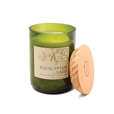 Imagem de Paddywax Eco Collection Vela de mistura de cera de soja em frasco de vidro, aroma de eucalipto e sálvia, recipiente verde com tampa de madeira, 227 g