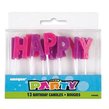 Imagem de Velas de aniversário com letra roxa e rosa, 13 peças