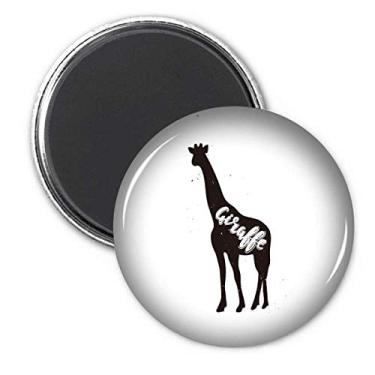 Imagem de Girafa Animal Preto e Branco Adesivo Ímã de Geladeira Decoração Emblema Presente
