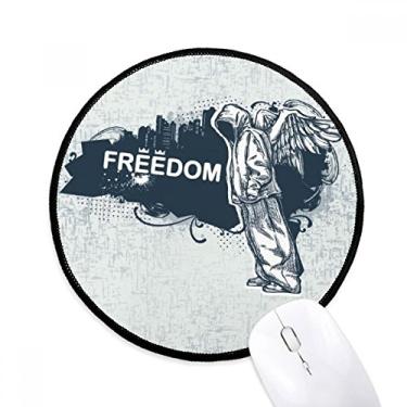 Imagem de DIYthinker Hip-Hop Freedom Religion Angel Pattern Mouse Pad Desktop Office Tapete Redondo para Computador