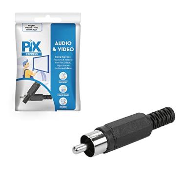 Imagem de PIX Plug RCA Plastico - Preto - Kit Com 2 Plugs