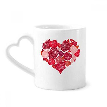 Imagem de Caneca rosa em forma de coração para o Dia dos Namorados Caneca de café cerâmica copo de coração de vidro