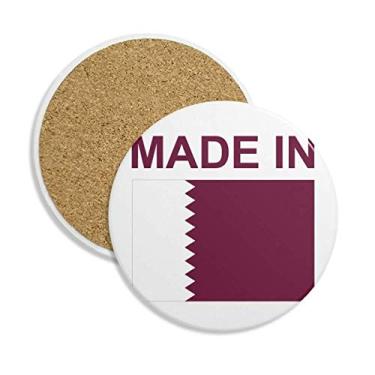 Imagem de Porta-copos de cerâmica Made in Qatar Country Love porta-copos com pedra absorvente para bebidas 2 peças presente