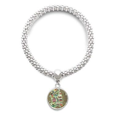 Imagem de DIYthinker Pulseira de prata com pingente de pontos de referência na Coreia do Sul com corrente ajustável