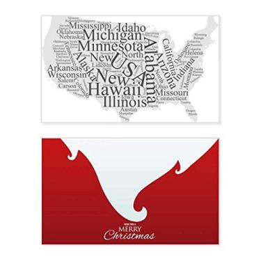 Imagem de Mapa dos EUA da América da Cidade Wordcloud Feriado Feliz Natal Cartão de parabéns Mensagem de Natal