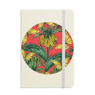 Imagem de Caderno de flores com folhas e borboletas rosa oficial de tecido rígido diário clássico