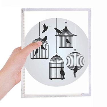 Imagem de Caderno de desenho de gaiola de pássaros com folhas soltas diário recarregável de papelaria